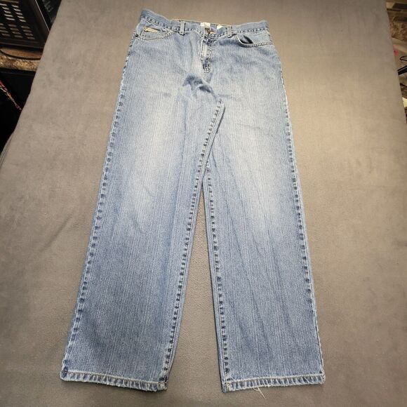 Calvin Klein Jeans Mens 35x32 Blue Relaxed Straight Leg Distressed Denim - Picture 1 of 11